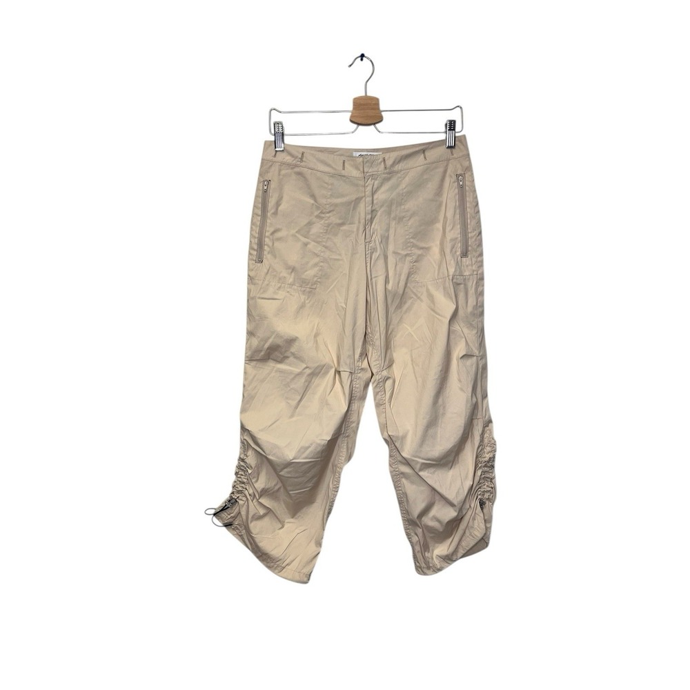 Margaret‎ Oleary SF Cropped Pants sz 4 Gathered Khaki Lightweight Lagenlook gorp